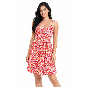 Women's Gap Orange Pink Floral Rayon Mini Dress Plus Size 14